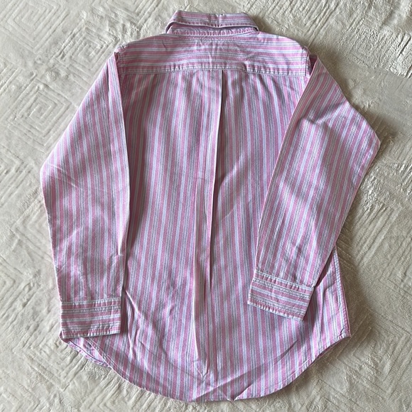 Pink with light blue striped boys Ralph Lauren long sleeve button down - Picture 2 of 6